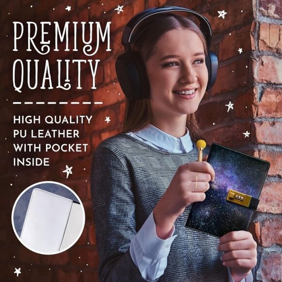 Dark Starry Diary with Lock - Picture 4 of 7